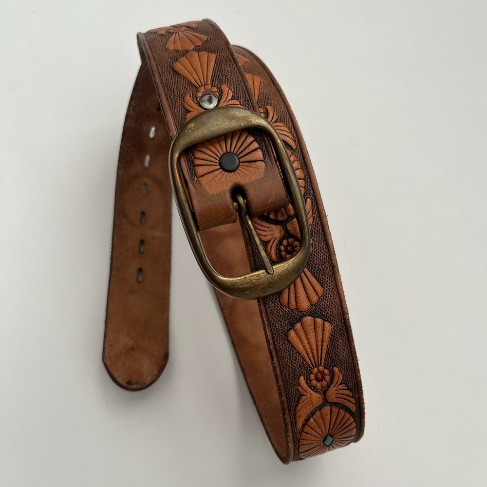 Men’s hand painted leather belt